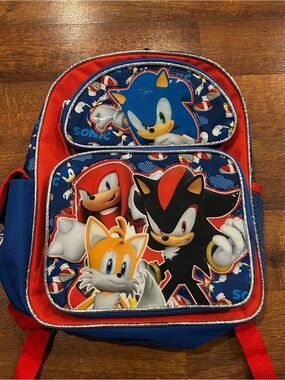 Sonic The Hedgehog Small Backpack 3-D Images Shadow Knuckles Tails 13” Preschool